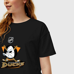 Футболка оверсайз женская NHL: Anaheim Ducks, цвет: черный — фото 2