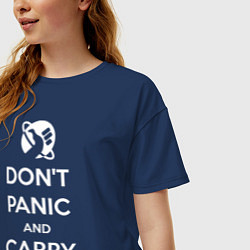 Футболка оверсайз женская Dont panic & Carry a Towel, цвет: тёмно-синий — фото 2