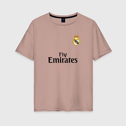 Футболка оверсайз женская Real Madrid: Fly Emirates, цвет: пыльно-розовый