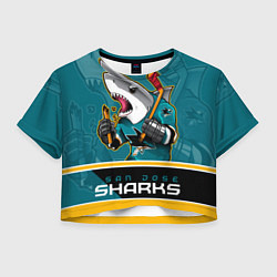 Футболка 3D укороченная женская San Jose Sharks, цвет: 3D-принт