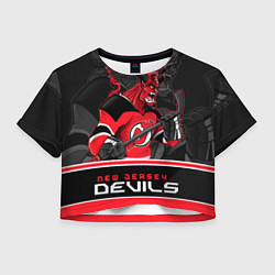 Футболка 3D укороченная женская New Jersey Devils, цвет: 3D-принт