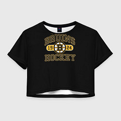 Футболка 3D укороченная женская Boston Bruins: Est.1924, цвет: 3D-принт