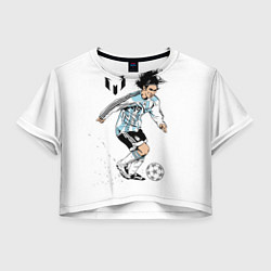 Футболка 3D укороченная женская Messi Young, цвет: 3D-принт