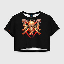 Футболка 3D укороченная женская Megadeth: Gold Skull, цвет: 3D-принт