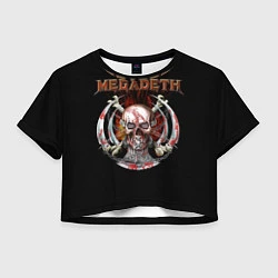 Футболка 3D укороченная женская Megadeth: Skull in chains, цвет: 3D-принт