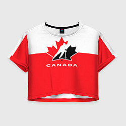 Футболка 3D укороченная женская Canada Team, цвет: 3D-принт