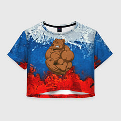 Футболка 3D укороченная женская Русский медведь, цвет: 3D-принт