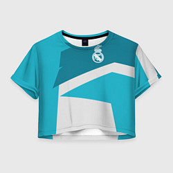 Футболка 3D укороченная женская FC Real Madrid: Sport Geometry, цвет: 3D-принт