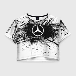 Футболка 3D укороченная женская Mercedes-Benz: Black Spray, цвет: 3D-принт