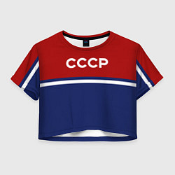 Футболка 3D укороченная женская СССР: Спортсмен, цвет: 3D-принт