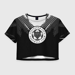 Футболка 3D укороченная женская FC Leicester City: Black Style, цвет: 3D-принт