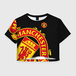 Футболка 3D укороченная женская FC Man United: Black Exclusive, цвет: 3D-принт