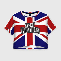 Футболка 3D укороченная женская Sex Pistols UK, цвет: 3D-принт