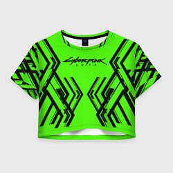 Футболка 3D укороченная женская Cyberpunk 2077: Acid Green, цвет: 3D-принт
