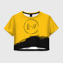 Футболка 3D укороченная женская 21 Pilots: Yellow Logo, цвет: 3D-принт