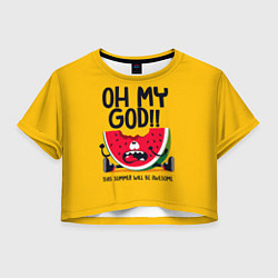 Футболка 3D укороченная женская Oh my God!, цвет: 3D-принт
