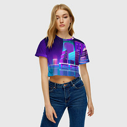 Футболка 3D укороченная женская Neon Nights, цвет: 3D-принт — фото 2