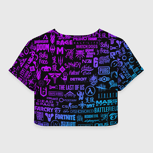 Женский топ Неоновые лого игр / 3D-принт – фото 2