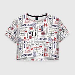 Футболка 3D укороченная женская Лондон коллаж, цвет: 3D-принт