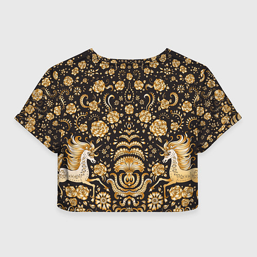 Женский топ Золотые единороги и цветы / 3D-принт – фото 2
