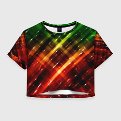 Футболка 3D укороченная женская Green & Red, цвет: 3D-принт