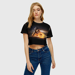 Футболка 3D укороченная женская Fire racer, цвет: 3D-принт — фото 2