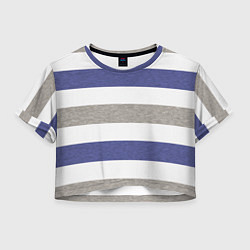Футболка 3D укороченная женская Полоски, цвет: 3D-принт