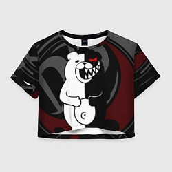 Футболка 3D укороченная женская MONOKUMA МОНОКУМА DANGANRO, цвет: 3D-принт