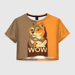 Футболка 3D укороченная женская Doge Wow, цвет: 3D-принт