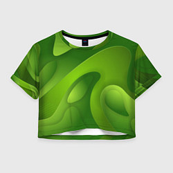 Футболка 3D укороченная женская 3d Green abstract, цвет: 3D-принт