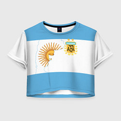 Футболка 3D укороченная женская Сборная Аргентины, цвет: 3D-принт