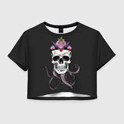 Футболка 3D укороченная женская Octo-Queen, цвет: 3D-принт