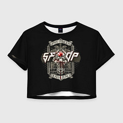 Футболка 3D укороченная женская Five Finger Death Punch, цвет: 3D-принт