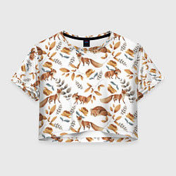 Футболка 3D укороченная женская Лиса, цвет: 3D-принт
