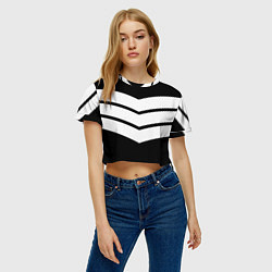 Футболка 3D укороченная женская Три полоски, цвет: 3D-принт — фото 2