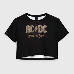 Футболка 3D укороченная женская ACDC Rock or Bust, цвет: 3D-принт