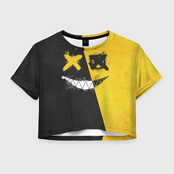 Футболка 3D укороченная женская Yellow and Black Emoji, цвет: 3D-принт