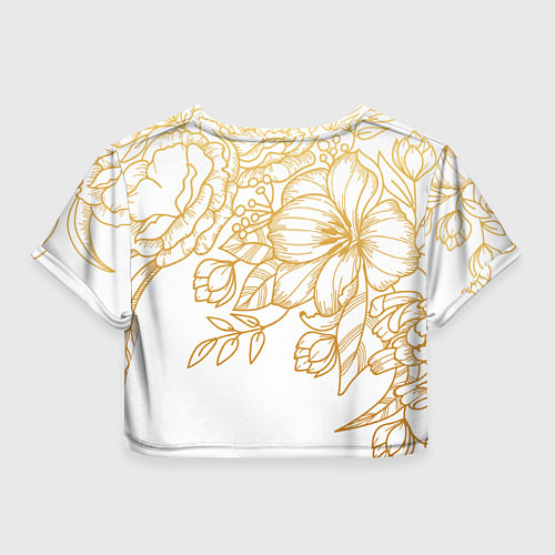 Женский топ Золотые цветы на белом / 3D-принт – фото 2