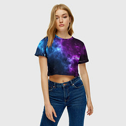 Футболка 3D укороченная женская NEON GALAXY НЕОНОВЫЙ КОСМОС, цвет: 3D-принт — фото 2
