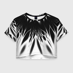 Футболка 3D укороченная женская Белый и черный - коллекция Лучи - Хуф и Ся, цвет: 3D-принт