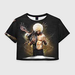 Футболка 3D укороченная женская Хабиб Нурмагомедов с орлом, цвет: 3D-принт