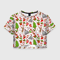 Футболка 3D укороченная женская Новый Год!, цвет: 3D-принт