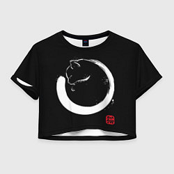 Футболка 3D укороченная женская Кошечка спит на тебе Инь Янь, цвет: 3D-принт