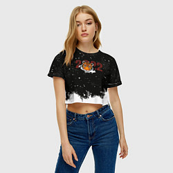 Футболка 3D укороченная женская Тигр 2022 Black, цвет: 3D-принт — фото 2