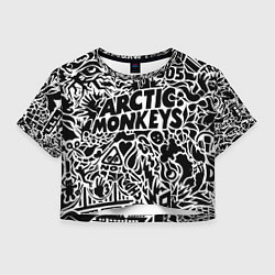 Футболка 3D укороченная женская Arctic monkeys Pattern, цвет: 3D-принт