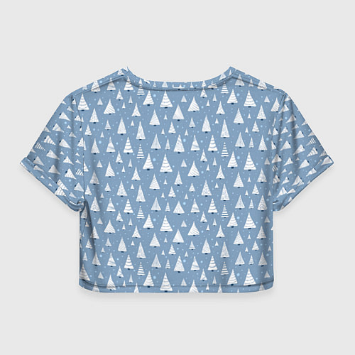 Женский топ Паттерн белые елочки на зимнем серо-голубом фоне с / 3D-принт – фото 2