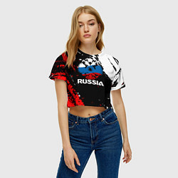 Футболка 3D укороченная женская Russia Герб в цвет Флага, цвет: 3D-принт — фото 2