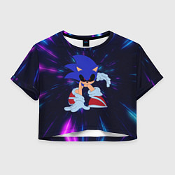 Футболка 3D укороченная женская SONIC EXE СОНИК, цвет: 3D-принт
