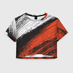 Футболка 3D укороченная женская БЕЛО-РЫЖИЙ ГРАНЖ, цвет: 3D-принт