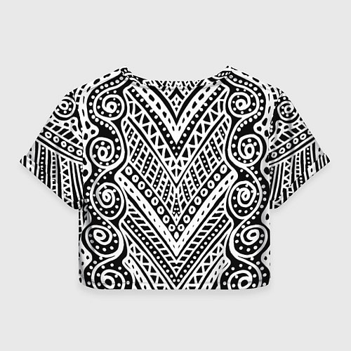 Женский топ Абстракция черно-белая Волны, полосы, вензеля Моно / 3D-принт – фото 2